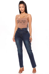 You Oughta Know Cargo Jeans - Dark Wash Ins Street
